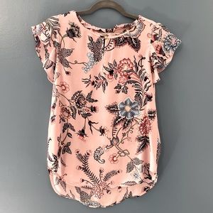 LOFT pink floral blouse